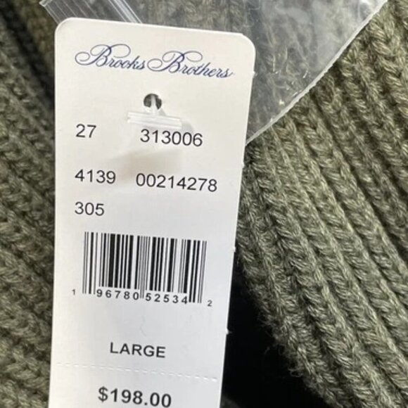 NEW BROOKS BROTHERS Men's Cardigan Ribbed Cotton Shawl Collar Size L Green - Picture 6 of 7